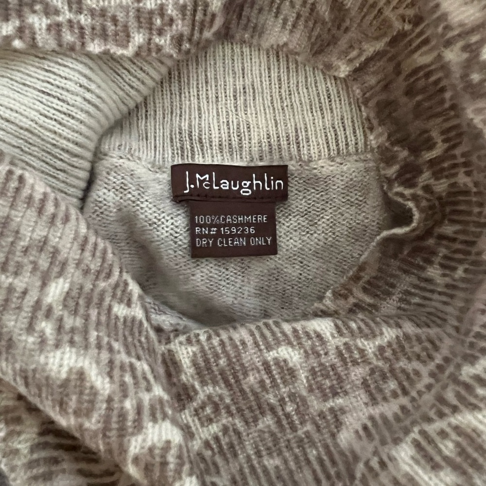 J. McLaughlin Cashmere Animal Print Poncho in Gray and Cream - Picture 2 of 6